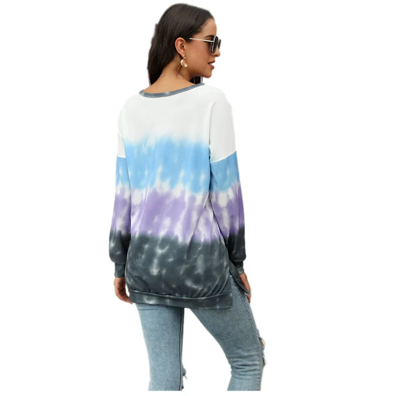 

Off Shoulder Tie Dye Gradient Sweatshirts Women Oversized Loose Hoodies Casual Long Sleeve Fashion Ladies Autumn Pullovers Tops