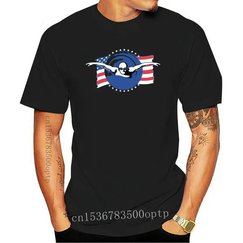 Support USA Swimming Team American Swim Flag T-Shirt Swimmer S - 5XL