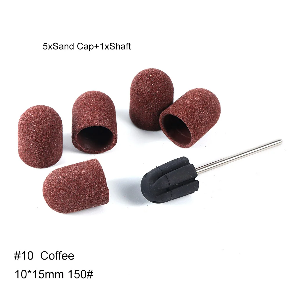 Coffee 10 6 шт. шлифовальный колпачок+ вал для ногтей набор сверл 150# шлифовальные ленты для маникюра сменный шлифовальный инструмент для чистки ногтей LA721 - Цвет: Coffee 10