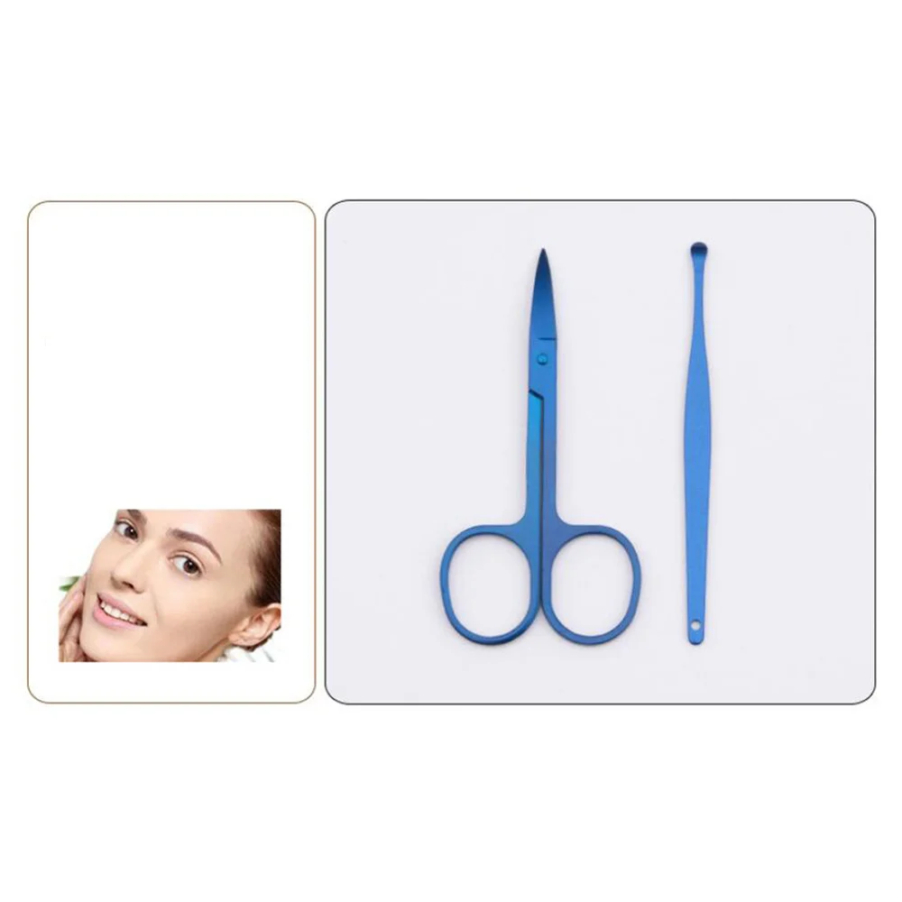 

1 Set Stainless Steel Nail Clippers Eyebrow Scissors Nail Clippers Trimmer Durable Portable Manicure Kit for Man Woman (Blue)