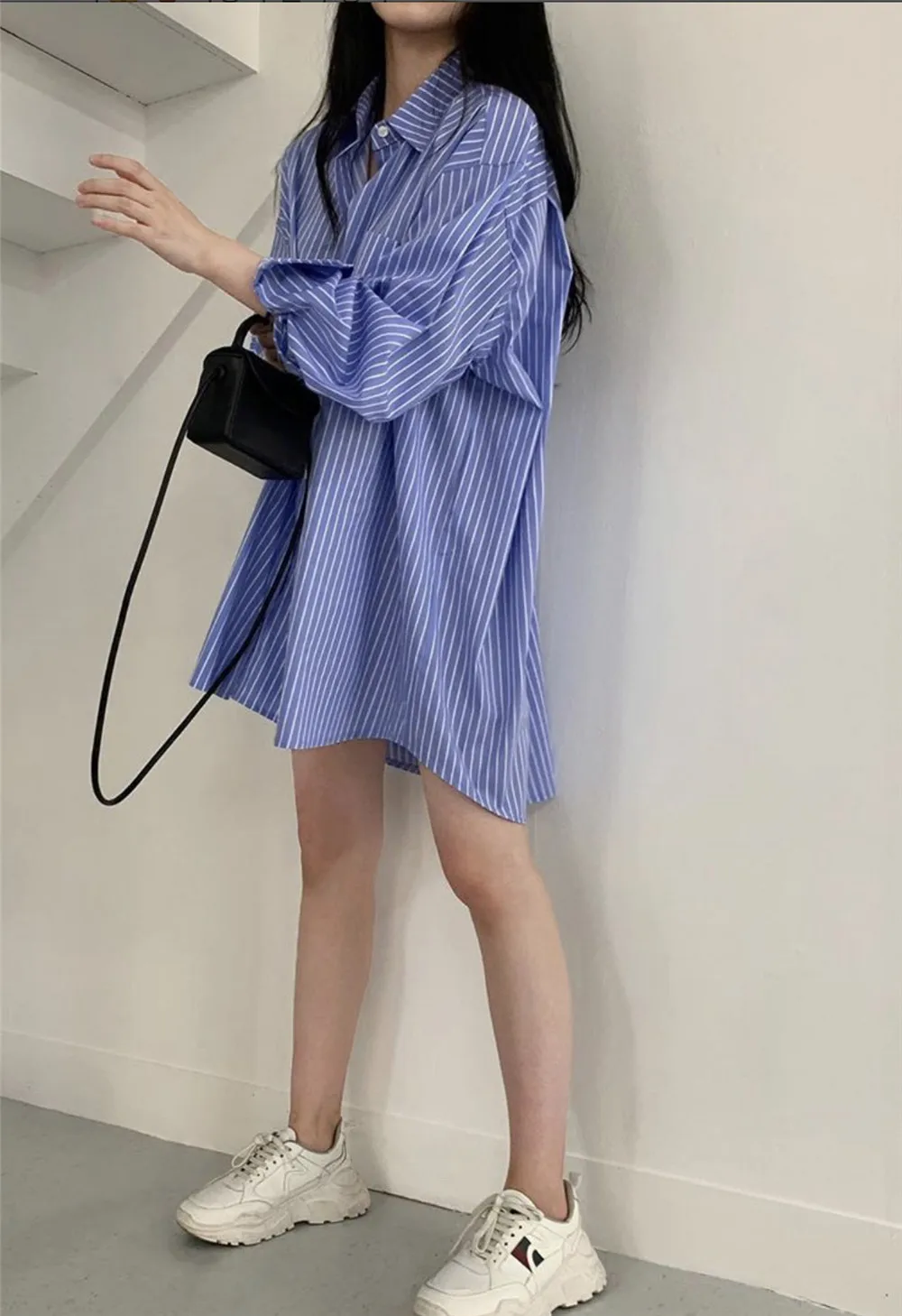 

Women's Blouses Korean Shirt New Top Long-sleeved Blouse Stripe Blended Temperament Comfortable Casual Fashion Tops