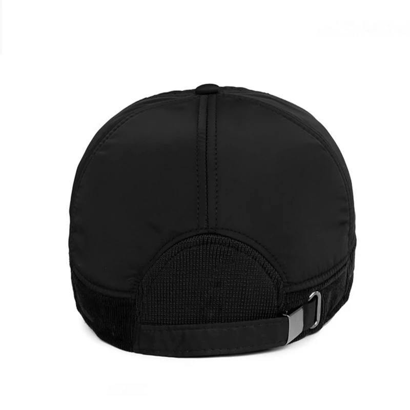 Warm Winter Baseball Cap Men Black Solid Bone Baseball Mens Winter Hats