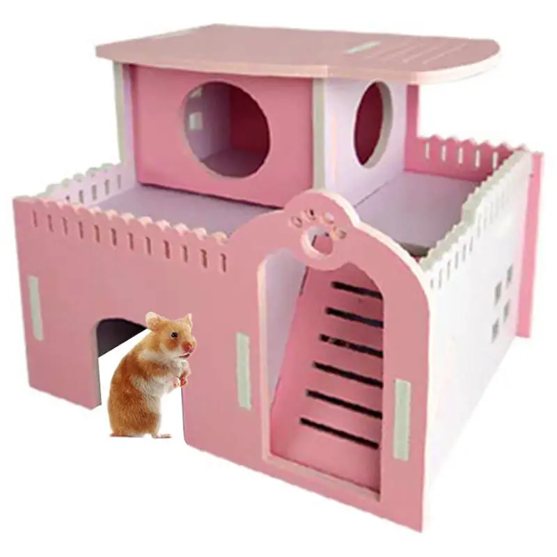 

Plastic 2 Layer Small Pet House For Hamster Hideout Toy Cage Ferret Habitat Huts With Ladder Guinea Pig Exercise Mice Sports Toy