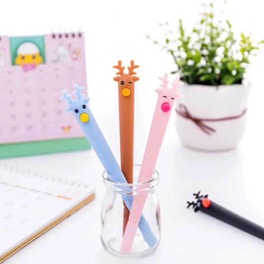 

Очаровательная симпатичная креативная быстросохнущая гелевая ручка с оленем, школьные канцелярские принадлежности, гелевая ручка без зап...