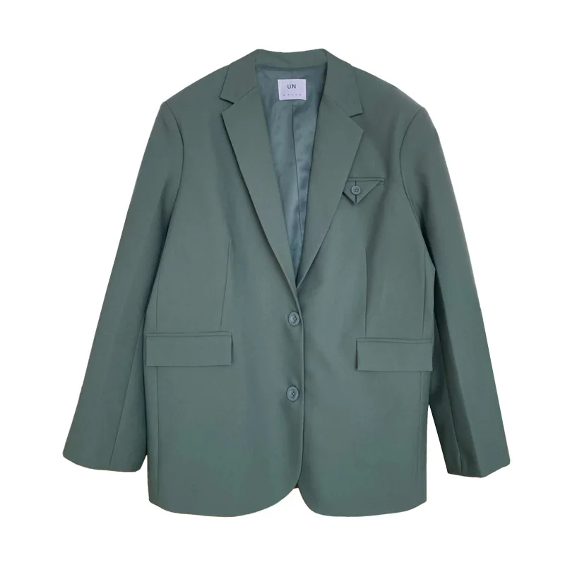 

IEQJ 2021 new spring and summer fashion women clothes notched collar full sleeves single breasted blazer big size WR25906