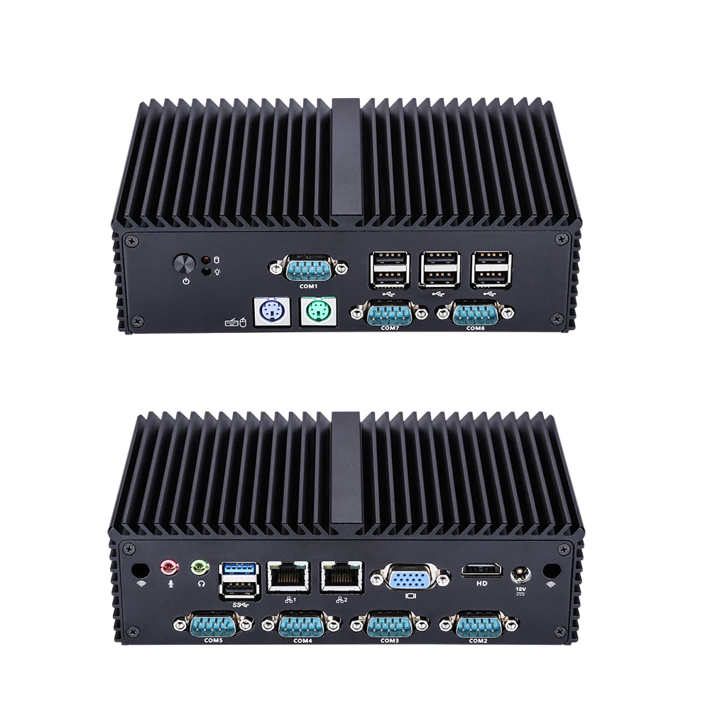 7 RS232 Micro Linux Quad Core J1900 промышленный безвентиляторный брандмауэр мини ПК поддержка