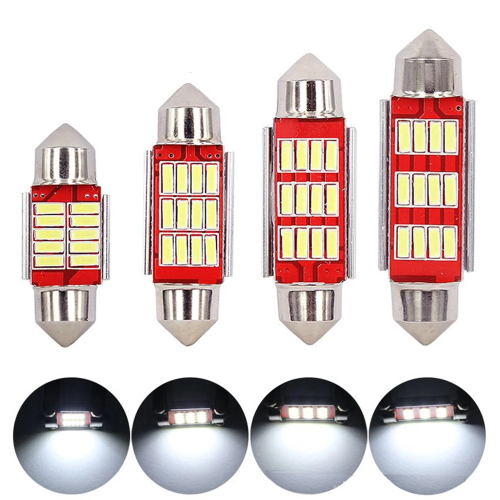 Канбус Фестун 31мм 36мм 39мм 41мм 4014 10/12 SMD Автомобильная светодиодная лампа C5W Dome Reading Light Автоматическая багажная лампа Ошибка Free Белый Ледяной синий 12V.