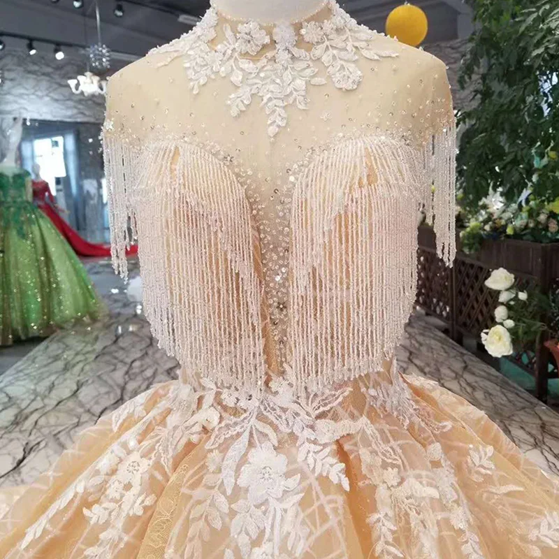 LS11048 вечернее платье с кисточками элегантное бальное высоким вырезом