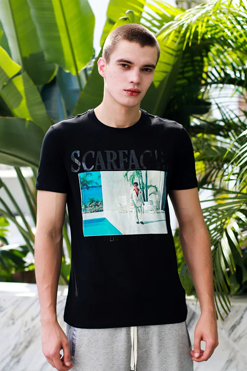 

AlexPlein Men's Fahion Clothing Photograph Printing Scarface 100% Cotton Streetwear Crew Neck 2022 Summer Shortsleeve Tshirt New