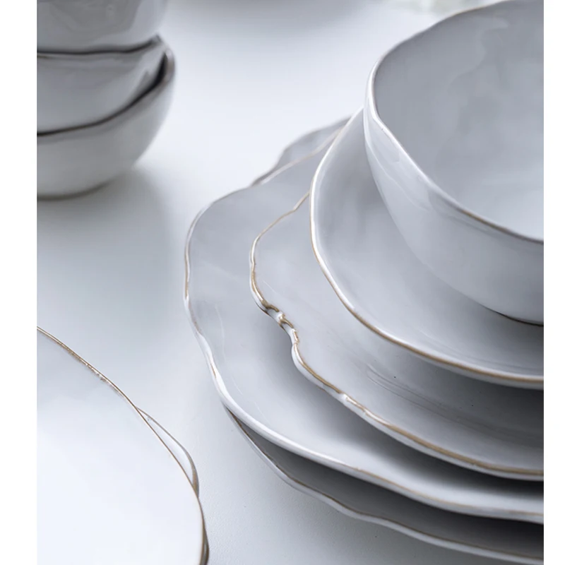 KINGLANG 2/4 человек Обеденный набор керамические креативные бытовые блюда миска для