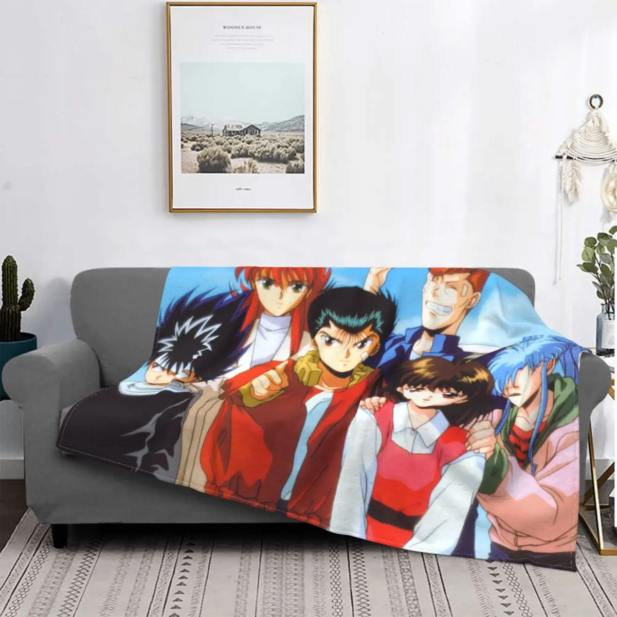 

YuYu Hakusho-Manta de cómics для подростков, colcha de lana suave acogedora с персонажами franela, Urameshi Yusuke