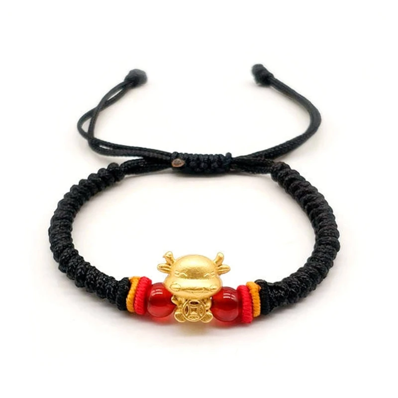 

1Pc Handmade Weaven Knots Rope Chain Bangles Unisex Jewelry Gifts Cute Lucky Cow Adjustable Braided Bracelet