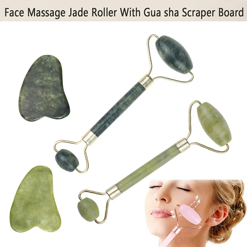 

2pcs/set Face Massage Roller Gua Sha Scraper Board Face Lift Up Wrinkle Remover