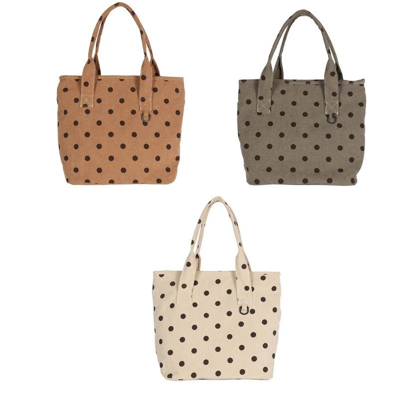 

Dots Corduroy Clutch Bag Large Capacity Tote Bags Retro Shoulder Bag Handbag