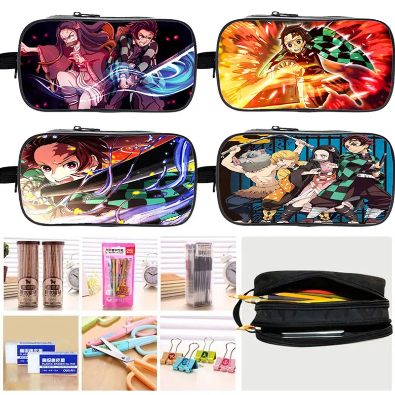 Япония Аниме демон S слой Карандаш Чехол для телефона двойной карандаш на молнии