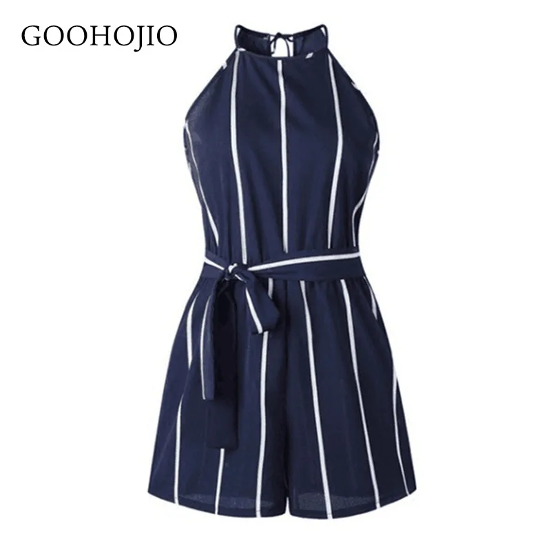 

GOOHOJIO 2021 Spring Autumn New Casual Stripe Rompers Women Temperament Fashion Rompers for Ladies High Waist Jumpsuit Women