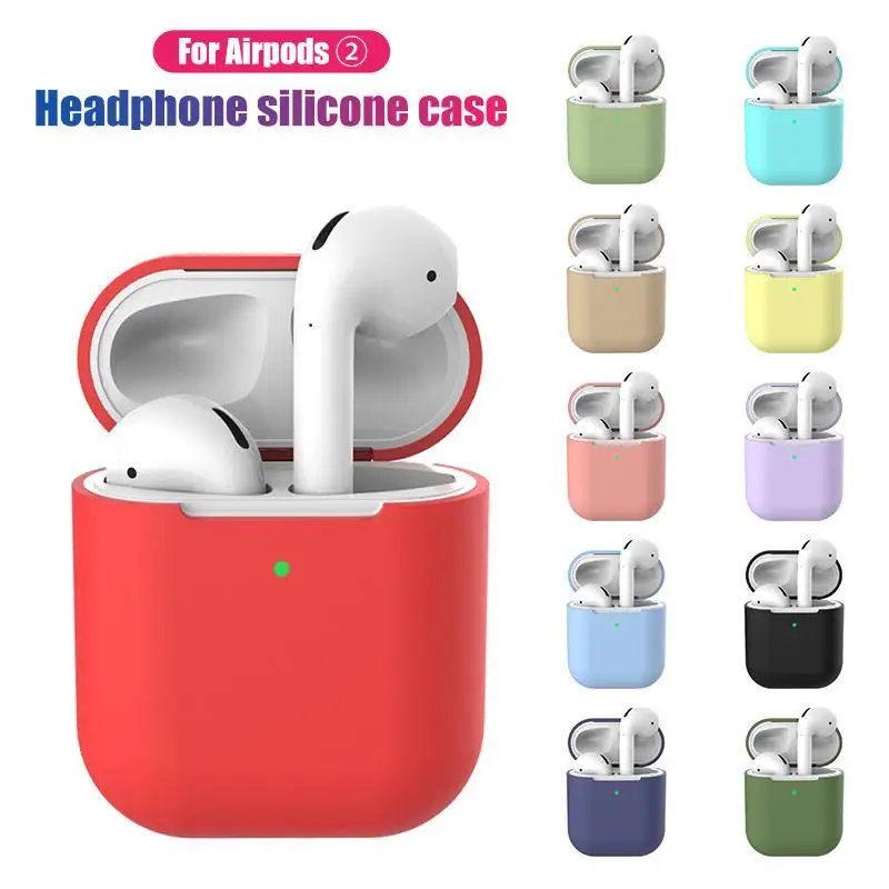 

Liquid Silicone Soft Case Cover For Airpods 1 2 Charging Box Case Solid Color Wireless Bluetooth Earphone Protective Case