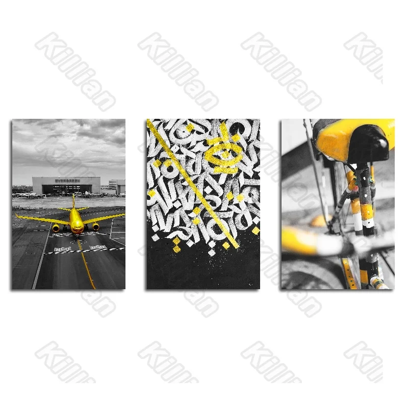 

Landscape Style gold aircraft Frameles Poster Home Residential Bedroom Decoration Living Room Canvas Painting Hd Print Fresco