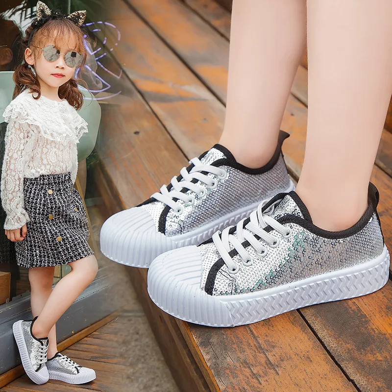 

Glitter Children Sequins Canvas Shoes Casual Girls Sneakers Breathable Fashion Kids Cookie Shoes Boys Shoes 2020 spring summer