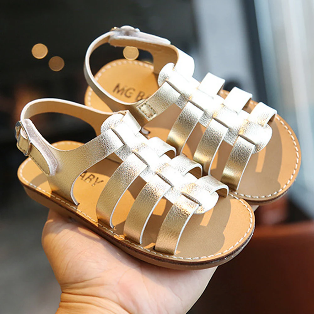 

2021summer children's shoes children's sandals PU leather children's shoes soft bottom non slip cow tendon flat Velcro sandals