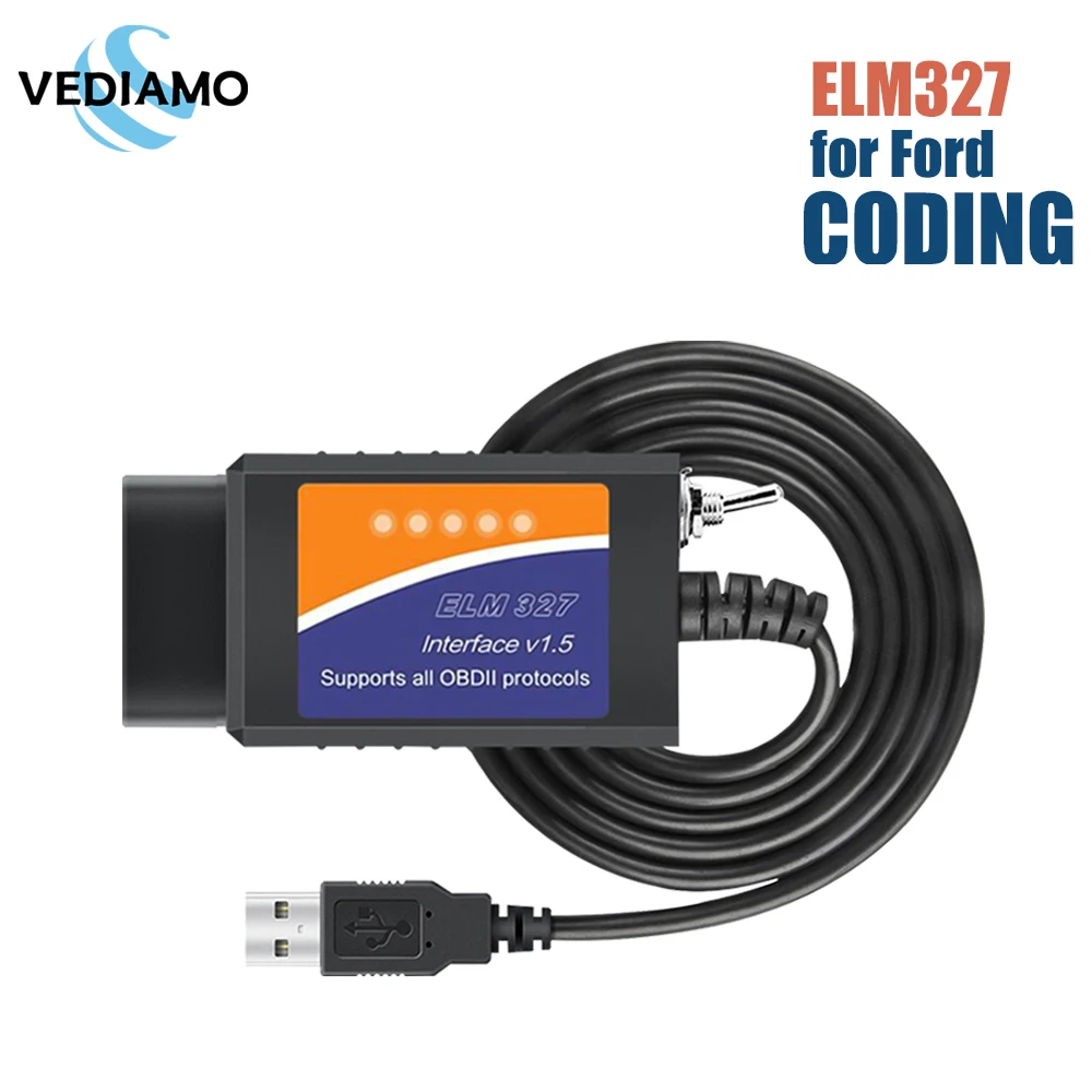 

ELM327 V1.5 with HS / MS CAN Switch FORSCAN USB OBD2 Scanner Code Reader USB Adapter for Ford Coding ELMconfig, FoCCCus
