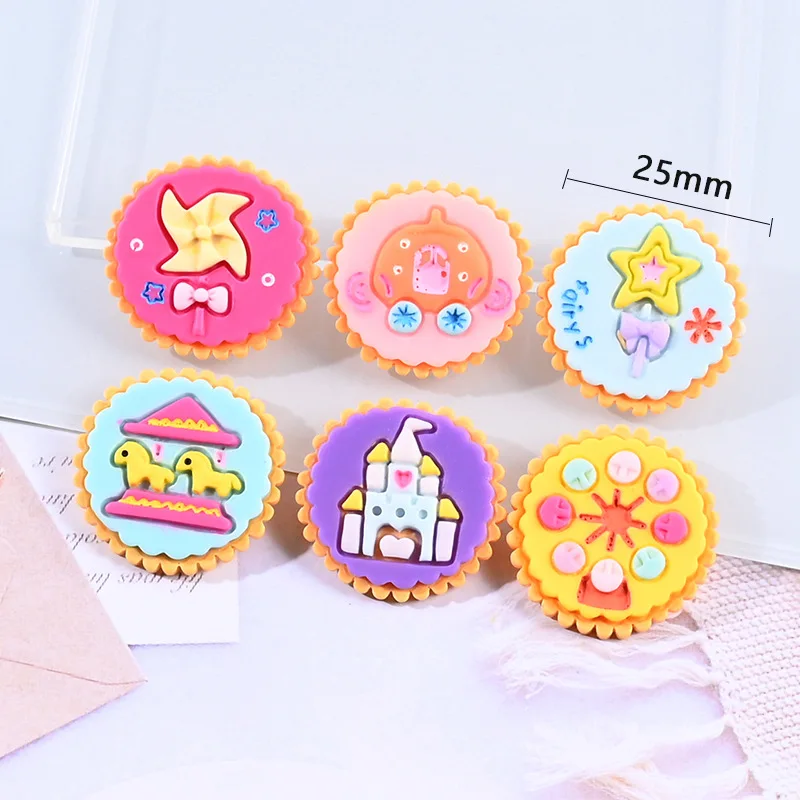 

10Pcs Cartoon Amusement Park Badge Flat back Resin Cabochons Embellishments for Scrapbooking DIY Hair Bows Center Accessories