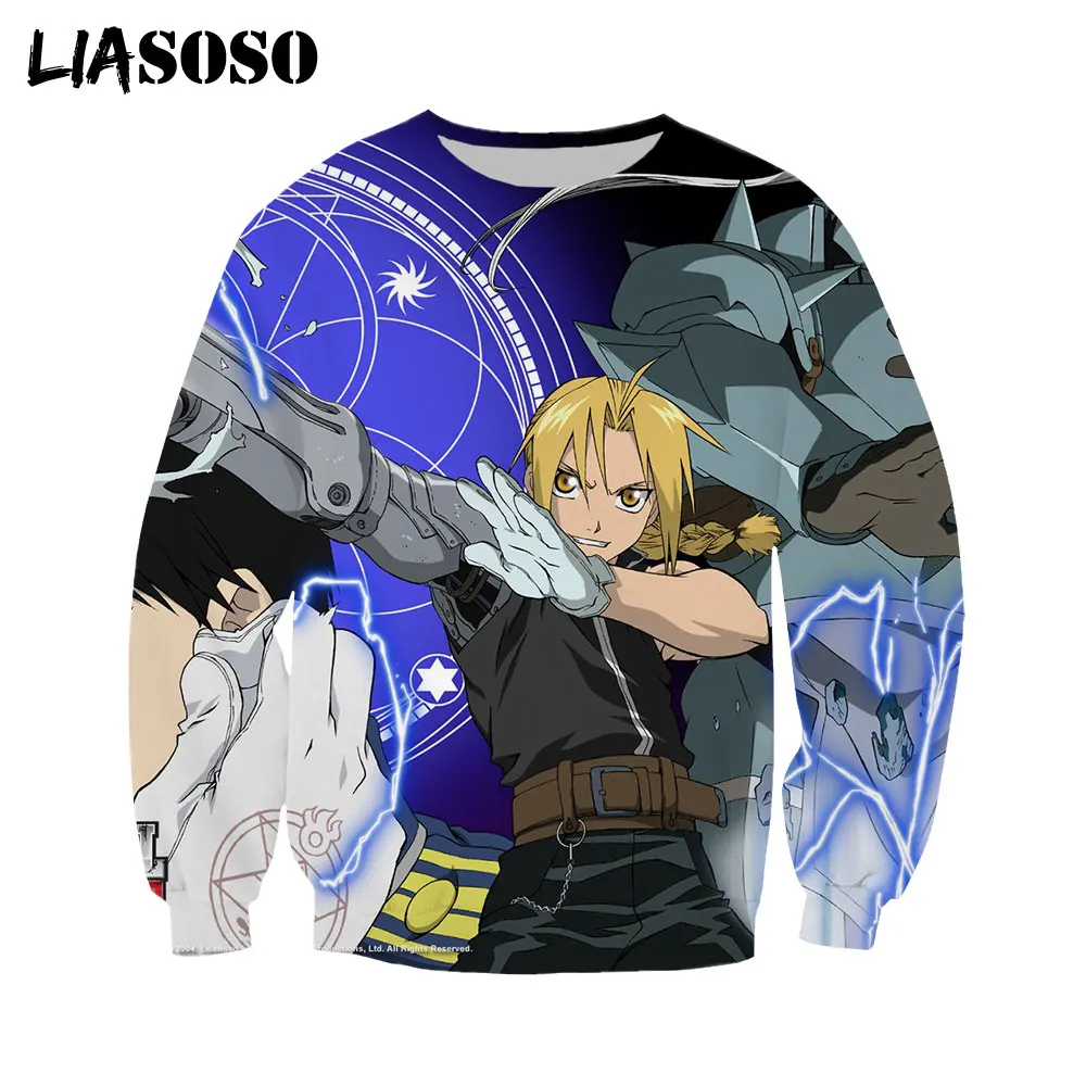

LIASOSO 3D Print Anime Fullmetal Alchemist Hoodie Men Women Autumn Casual Hip Hop Long Sleeve Sweatshirt Harajuku Pullover Tops