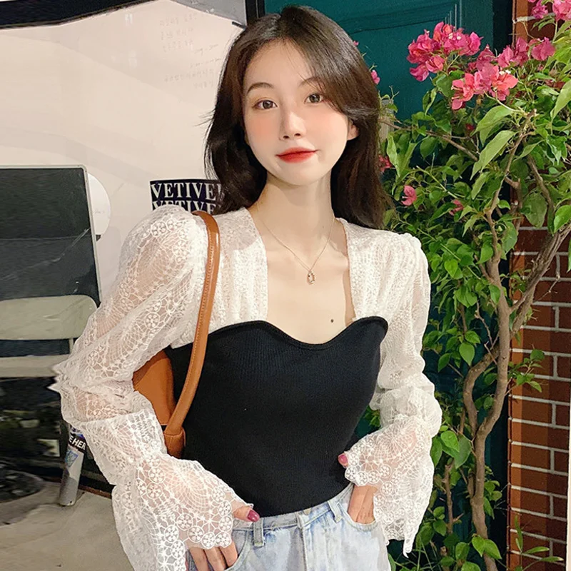 

Womens Shirts French Chic Short Top Women's Spring And Autumn Design 2021 New Long Sleeve Square Neck Shirt Fashion Tops