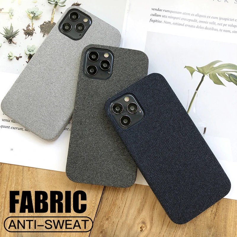 Luxury Fabrics Soft Back Cover For iPhone 12 11 Pro max Case Cotton Linen Cloth Cases For iPhone X XR XS Max 8 7 6 6S Plus Coque