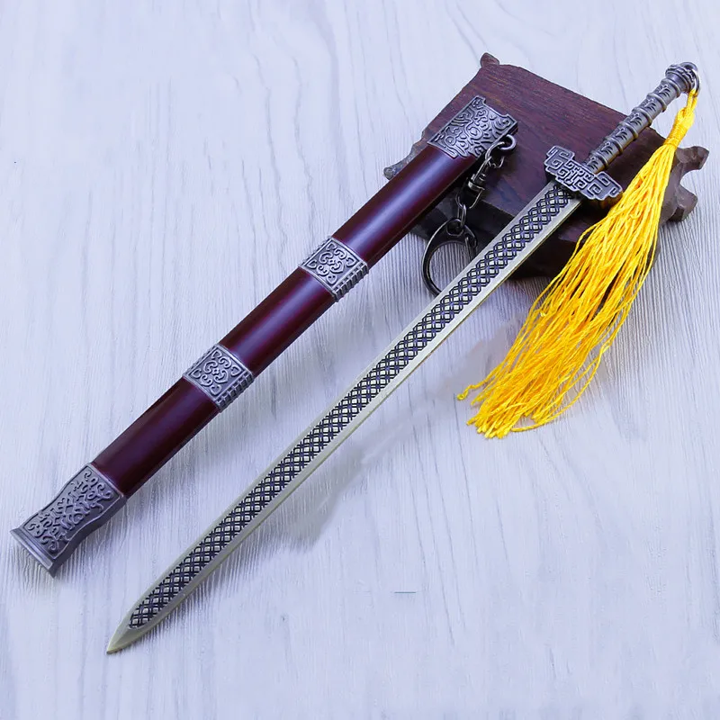 

Peripheral Alloy 22cm Kunshan Sword With Sheath Sword Weapon Model Not Edged Creative Keychain Cosplay Office Decoration Gifts