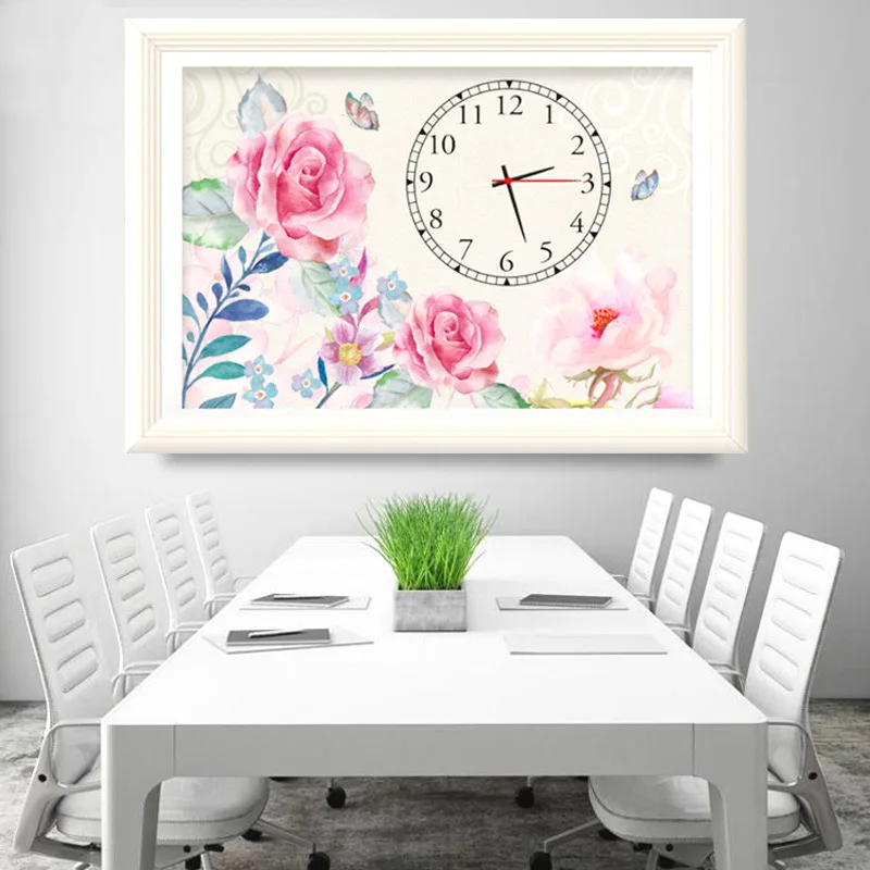 

Алмазная вышивка 5D Diy, мозаика, вышивка крестиком, Роза в европейском стиле, настенные часы