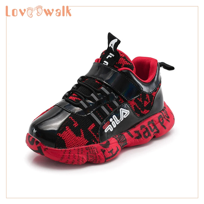 Черная детская обувь Повседневные кроссовки для девочек Дышащая Детские вязаные