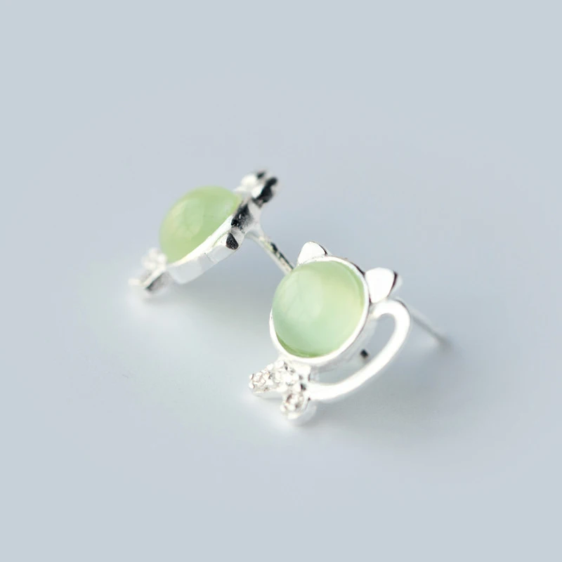 Colusiwei Silver 925 Collection Fox Animal Cute Cat Stud Earrings for Women Sterling Natural Opals Jewelry 2019 New | Украшения и