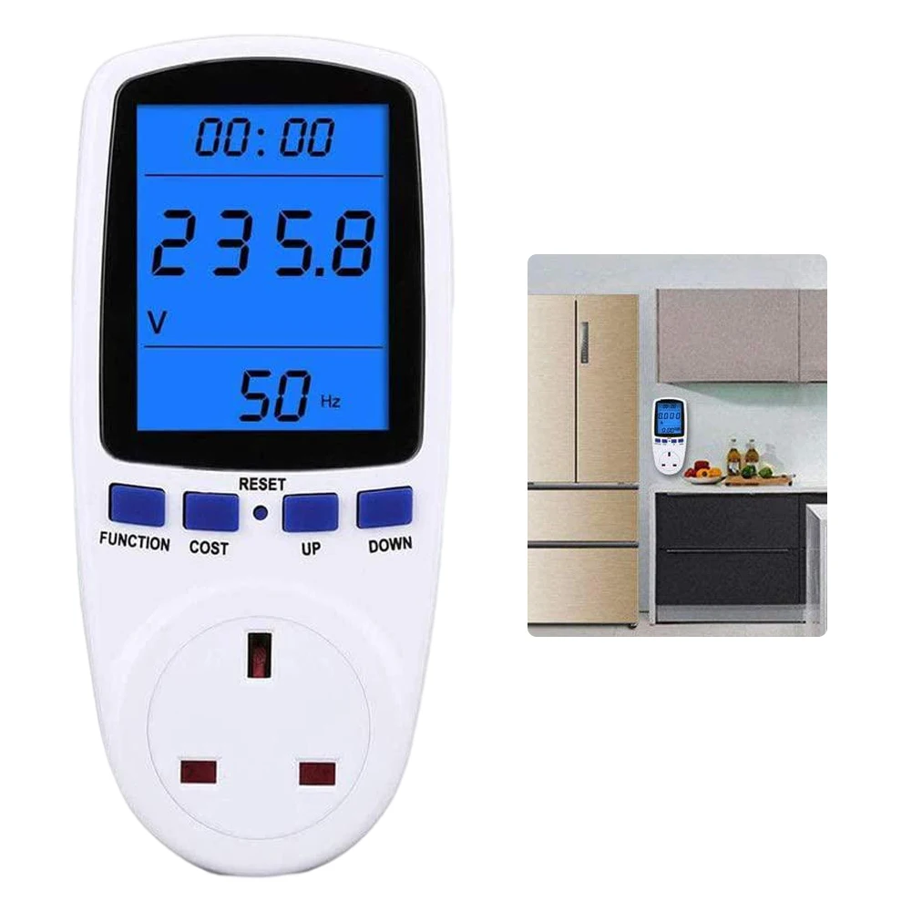 

Electricity Usage Meter Backlight LCD Display Power Voltage Usage Consumption Socket Measure Voltage Current Energy Frequency