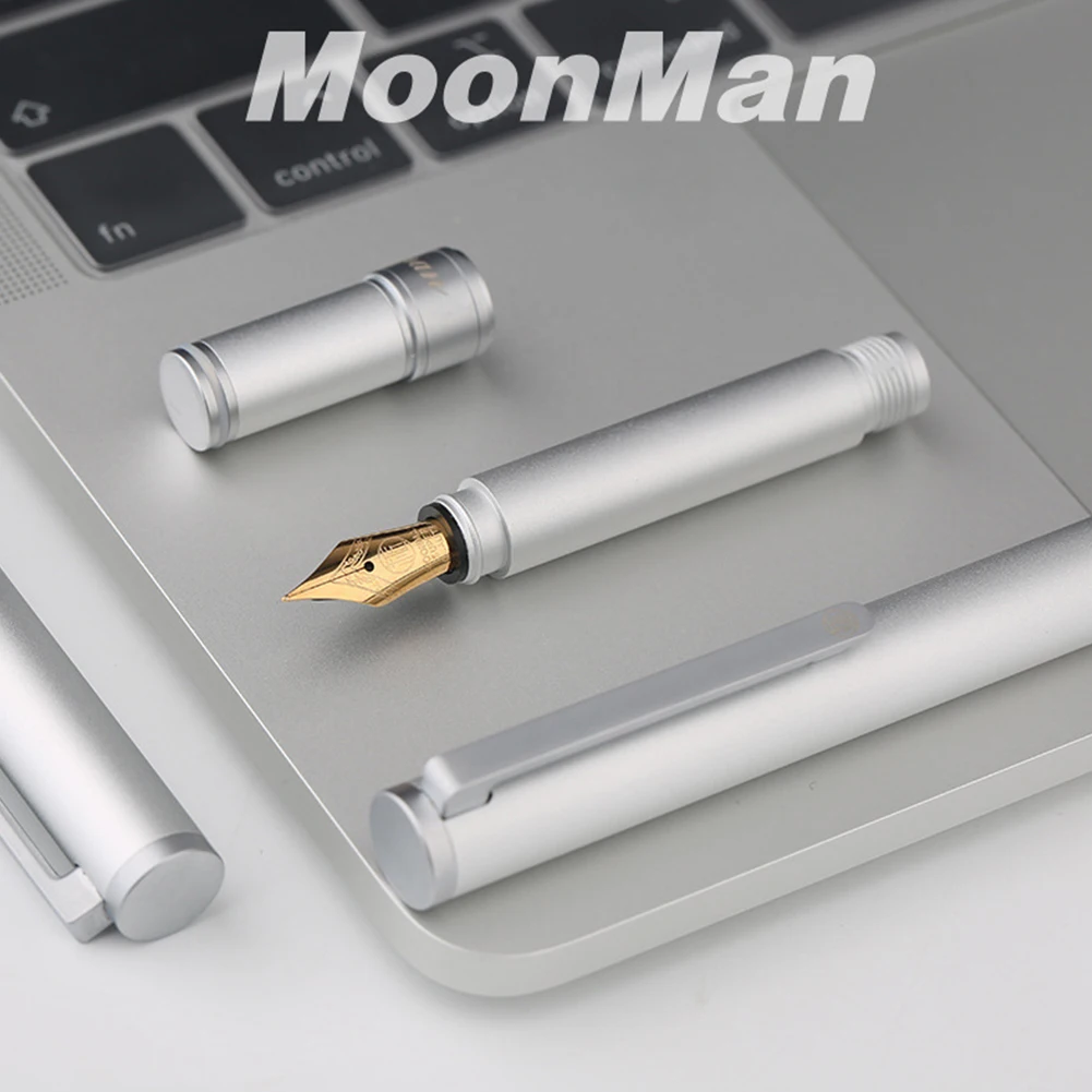 Moonman N1 модная деловая дорожная Серебряная пишущая мини-ручка из алюминиевого сплава с карманом для авторучки, студенческие фирменные подарки, тонкая короткая ручка