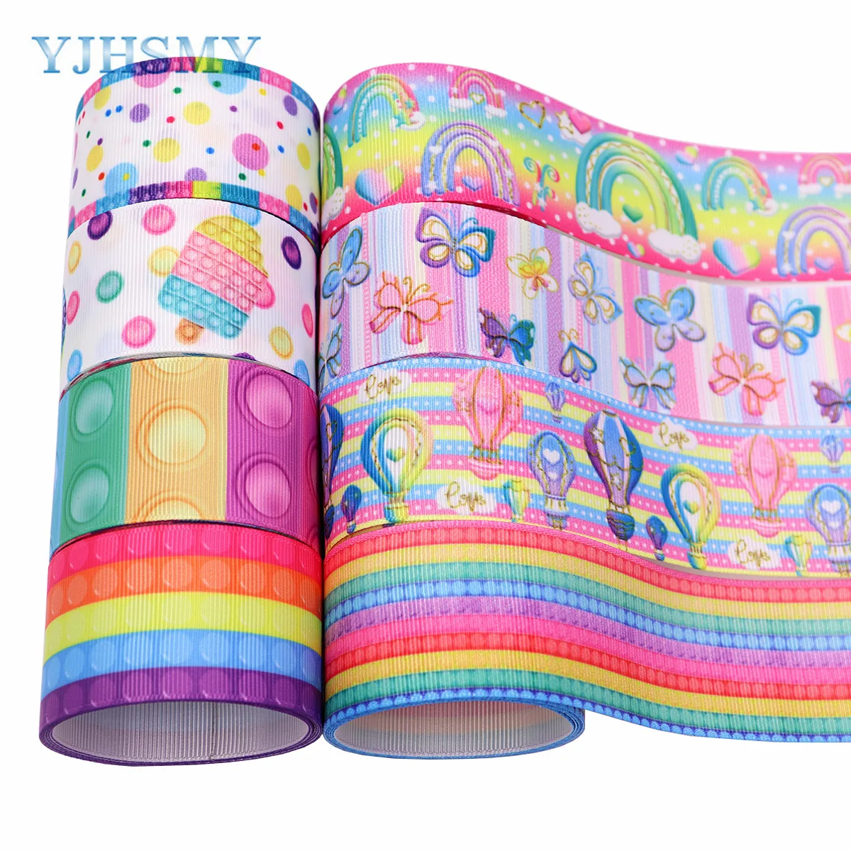 

5 ярдов, мультяшная Радужная градиентная лента, проводная корсажная лента для поделок, 1-1/2 дюйма для поделок, бантов для волос, упаковки пода...