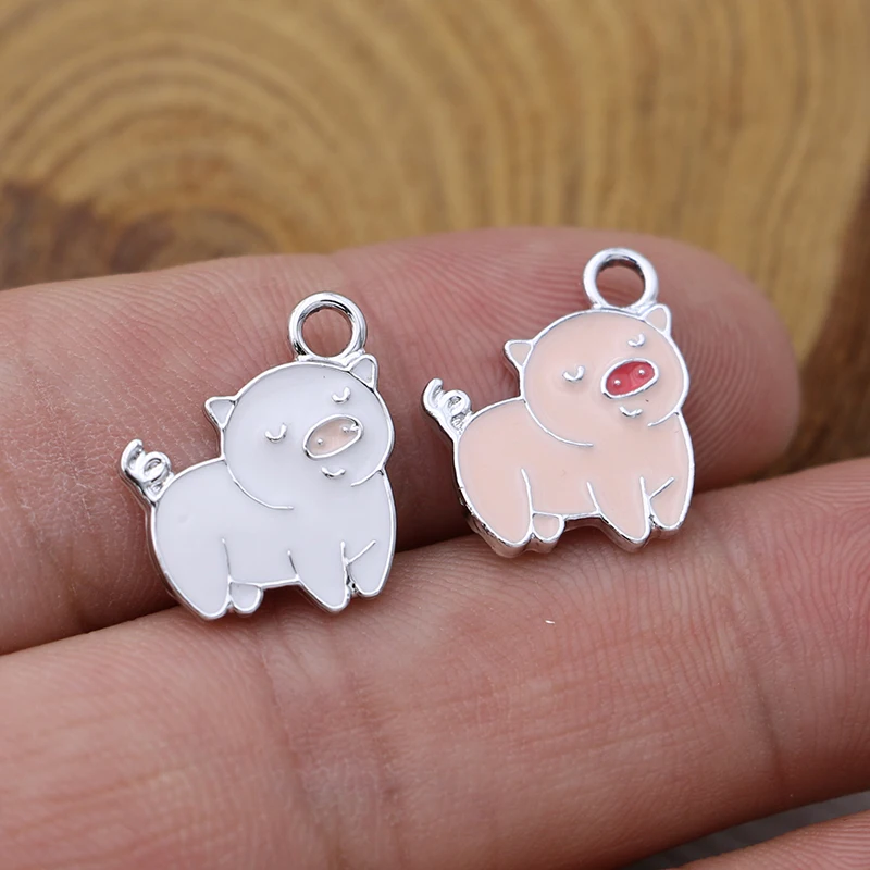 10PCS Enamel Pink Pig Charm Pendant  Jewelry Making Bracelet Necklace Earrings DIY Earrings Accessories Craft