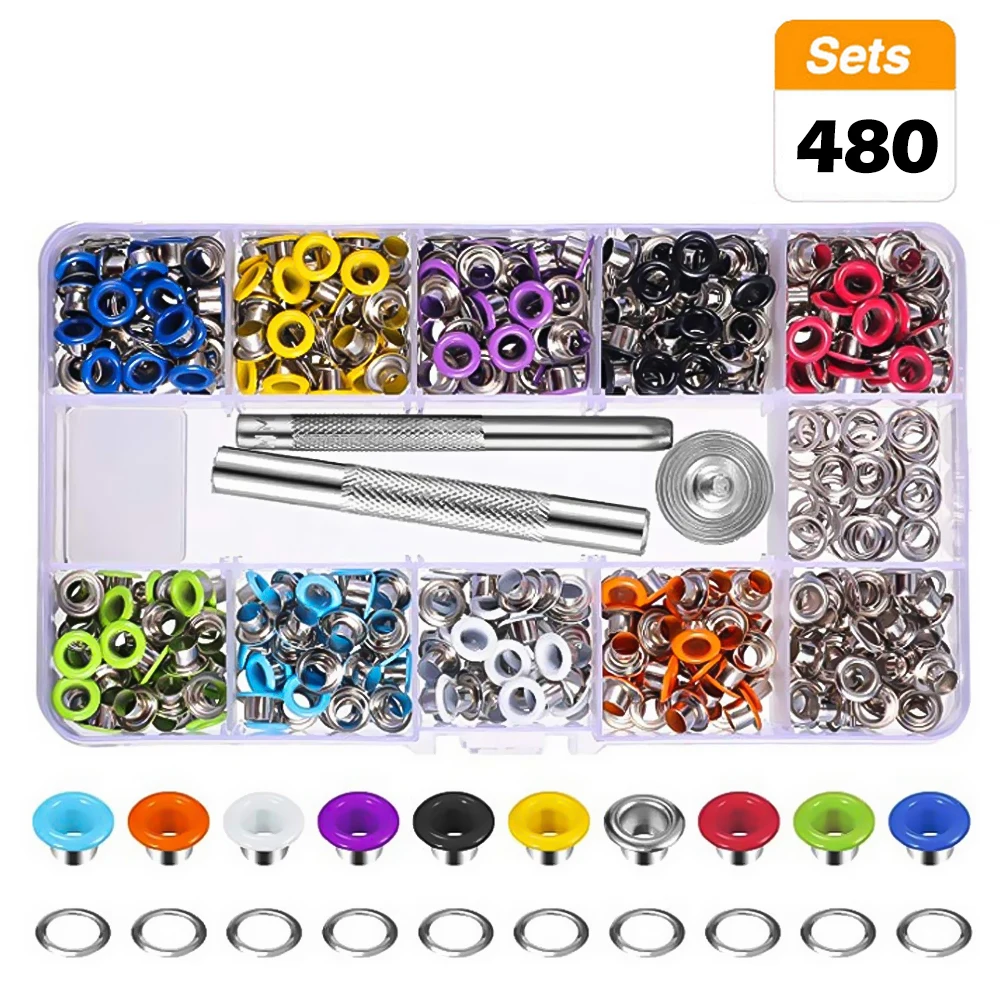 480 шт. Набор инструментов с защелками металлический Комплект прокладок 12 цветов