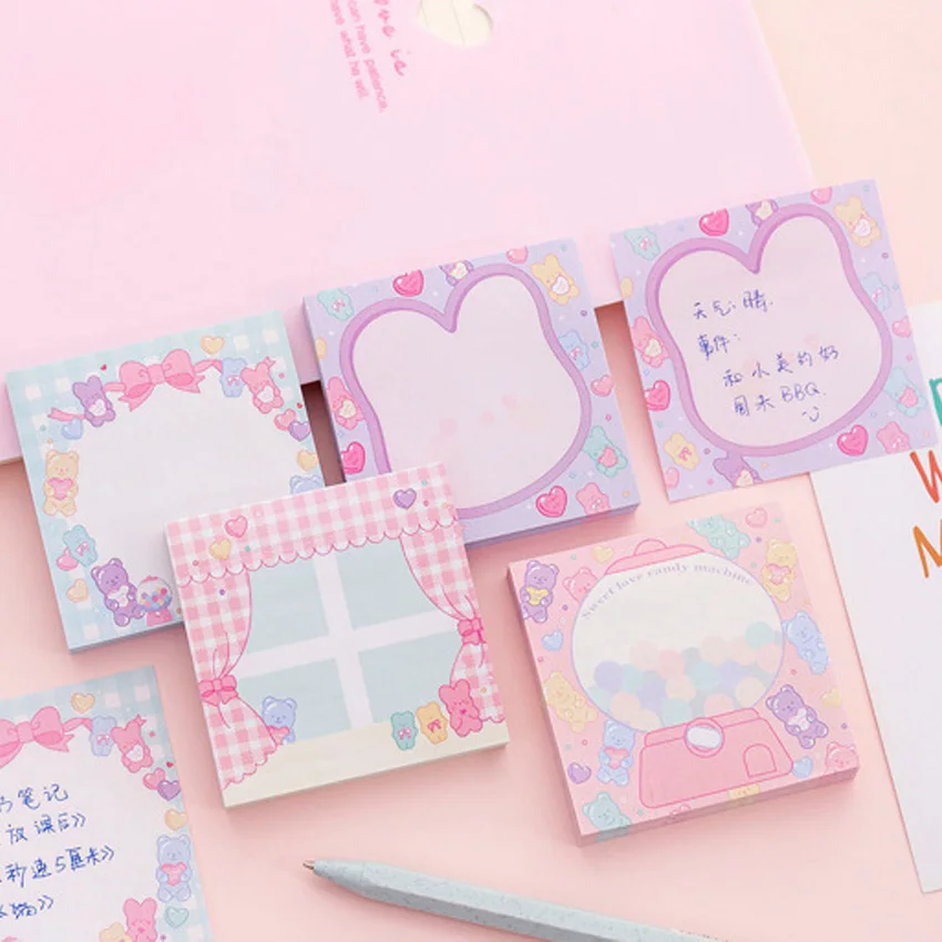 20packs/lot Girl Pink Sweetheart Cute Rabbit Curtain Note Stickers Kawaii Memo Study Office Supplies Index Gift | Дом и сад