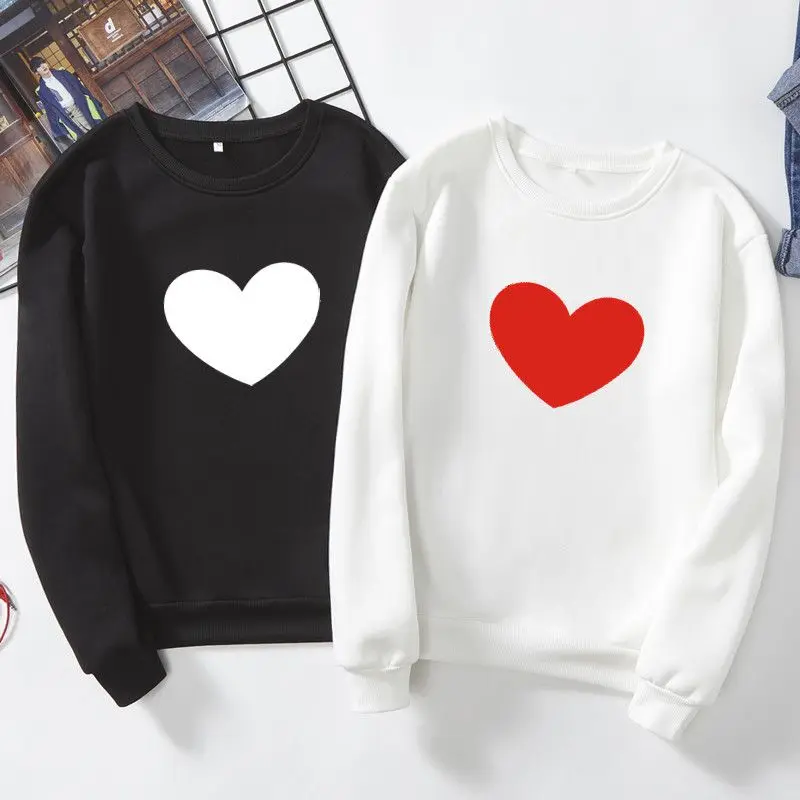 Корейский стиль Kpop толстовки для женщин в форме сердца печати Женская толстовка