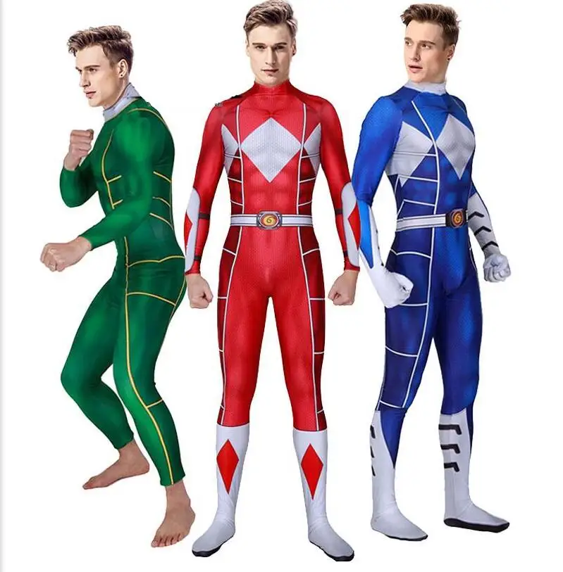 Детский мощный костюм с 3D-принтом mighty morphin rangers косплей костюмы