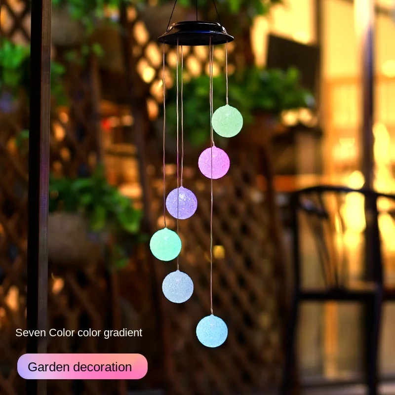 

Solar Wind Chime Lamp Balcony Terrace Decorative Chandelier Outdoor Waterproof Garden Garden Landscape Layout Color Hanging Lamp