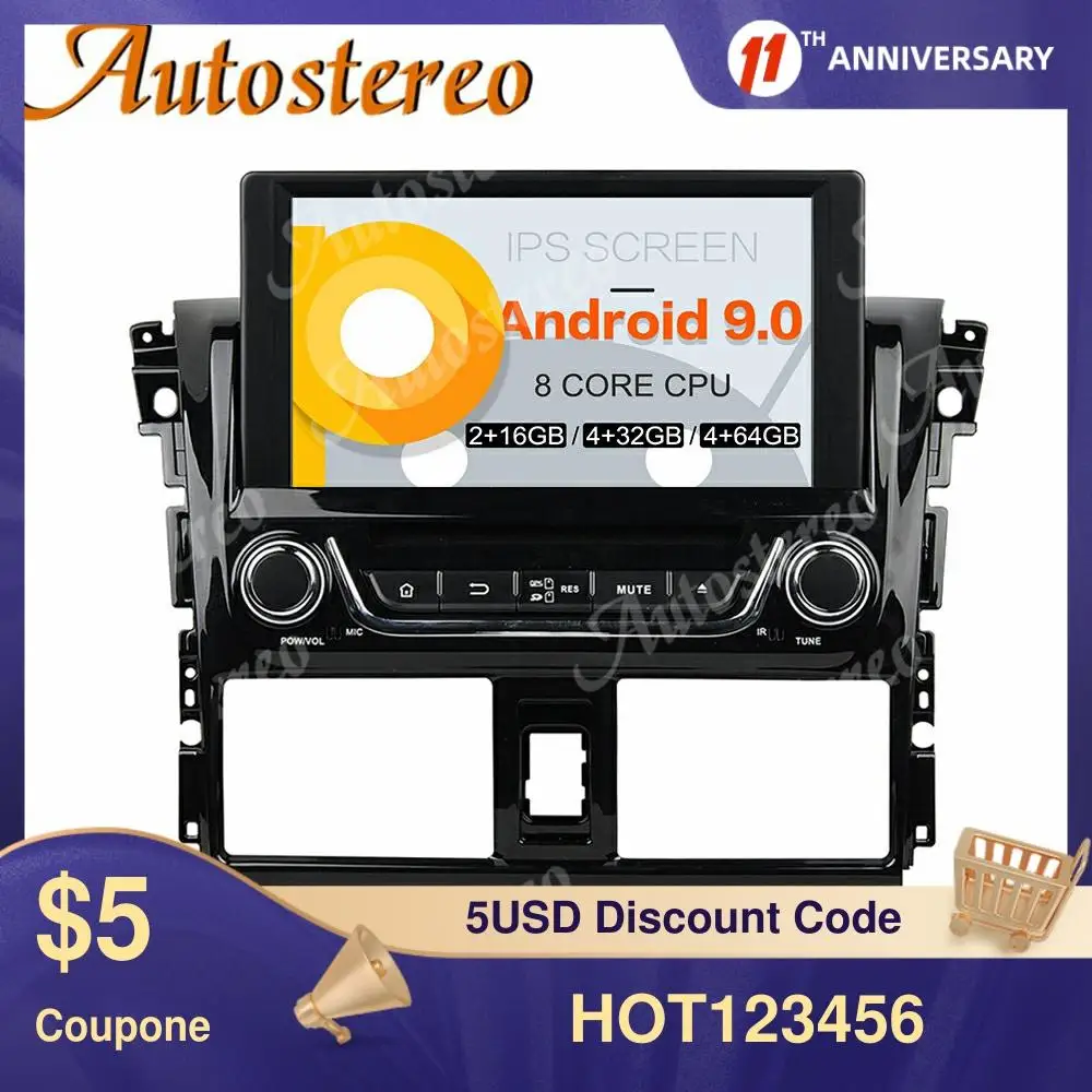 DSP Android 9 0 автомобильный DVD плеер GPS навигация для Toyota YARIS 2013-2015 головное устройство