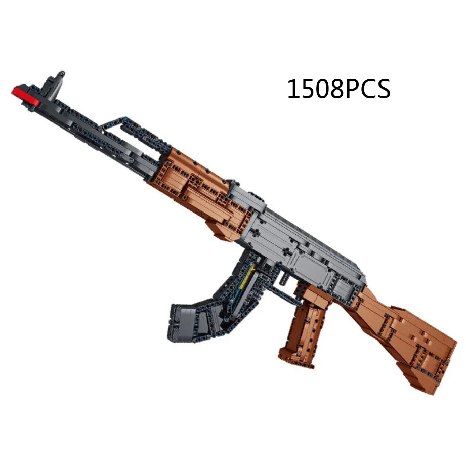 

modern military gun building block weapon akm Assault Rifle assemble toys with shooting plastic Bullet collection for gifts