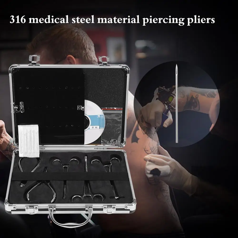 

Pro Body Piercing Tattoo Tool Kit For Navel Ear Tongue Tattoo Machine Equipment Piercing Jewelry Pliers Needles Microblading Pen
