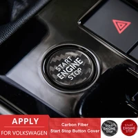 1pcs for volkswagen touareg 2019 carbon fiber accessories car engine start stop switch button decorative cover sticker decal