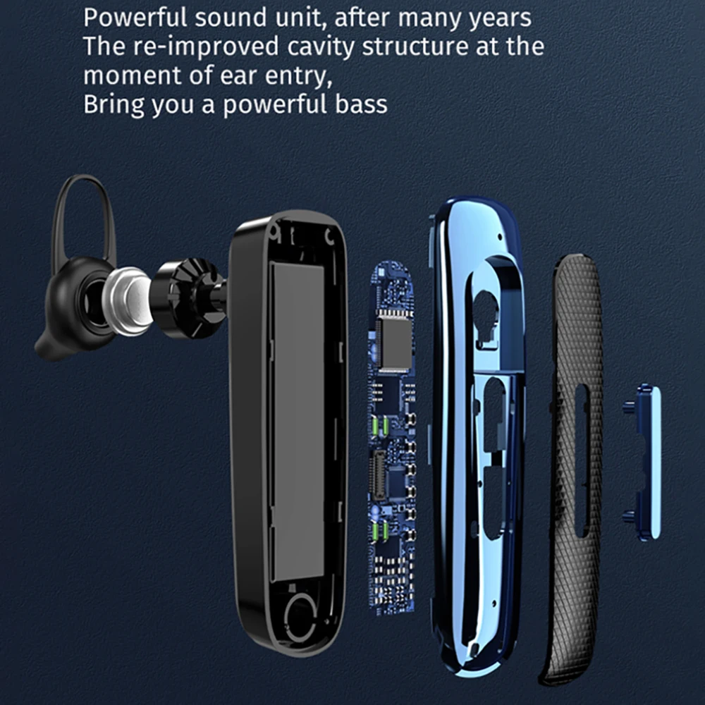 2021 Bluetooth-совместимые беспроводные наушники 9D HIFI деловая гарнитура с одним ухом и