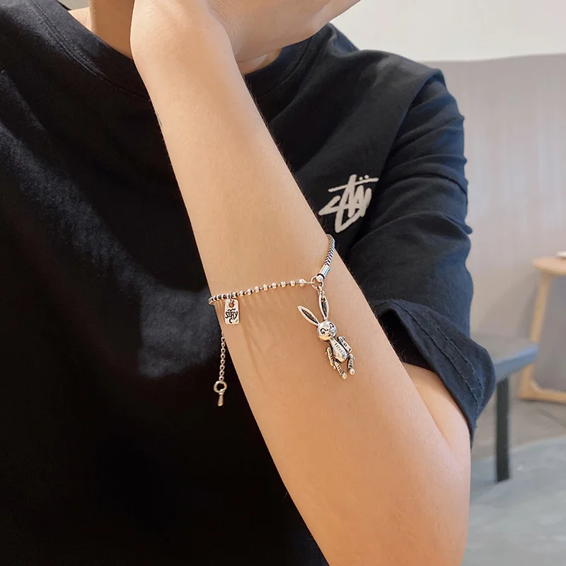 

Japan and South Korea web celebrity with the dark rabbit hip hop bracelet fashion all-match old style retro personality hand orn