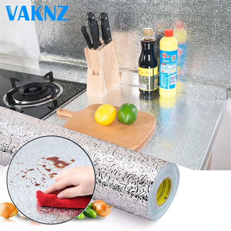 

Genuine Vaknz Self-adhesive Croppable Wallpaper Wall Sticker Kitchen Wall Stove Aluminum Foil Oil-proof Stickers Anti-fouling