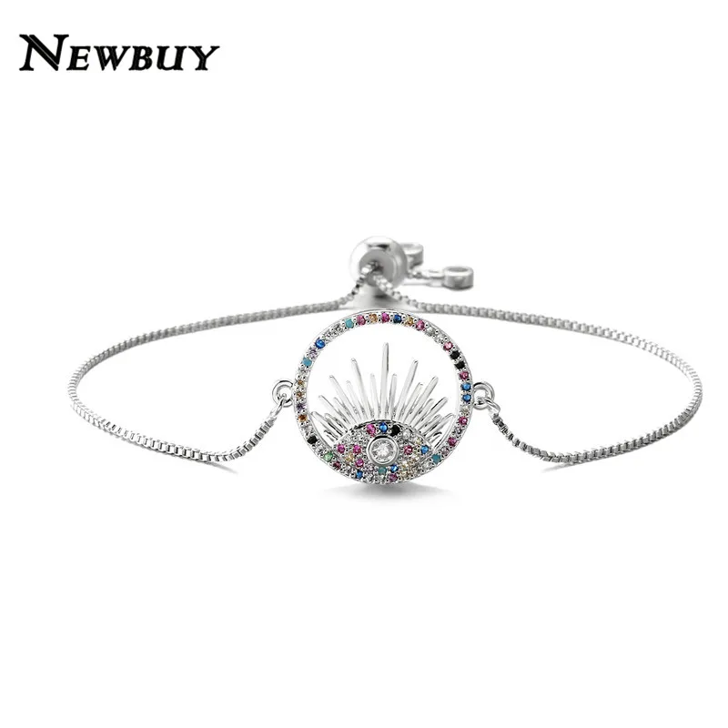 NEWBUY, высокое качество, красочные ювелирные изделия из кубического циркония, Роскошная золотая цепочка, сглаза, браслеты с подвесками, Женские Ювелирные изделия для вечеринки, Прямая поставка - Окраска металла: NBSL441